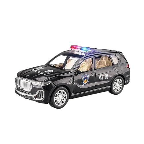 YCNXEB Miniatur Modelle Für BMW X7 Polizeiauto Metalllegierung Modellauto Sound Und Licht Pullback-Auto Modellsammlung Spielzeug 1 24 Originalgetreue Nachbildung(Schwarz) von YCNXEB