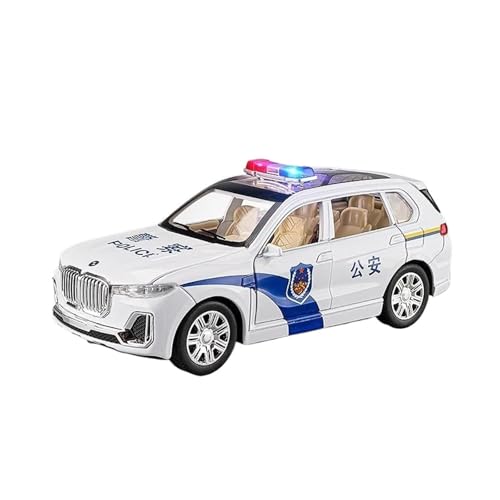 YCNXEB Miniatur Modelle Für BMW X7 Polizeiauto Metalllegierung Modellauto Sound Und Licht Pullback-Auto Modellsammlung Spielzeug 1 24 Originalgetreue Nachbildung(White) von YCNXEB
