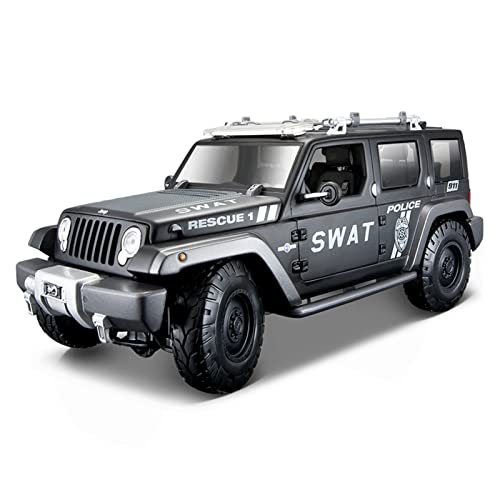 YCNXEB Miniatur Modelle Geeignet for Jeep Wrangler Polizeiauto 019 1 18 Simulation Druckgusslegierung Automodell Junge Spielzeug Orange Originalgetreue Nachbildung von YCNXEB