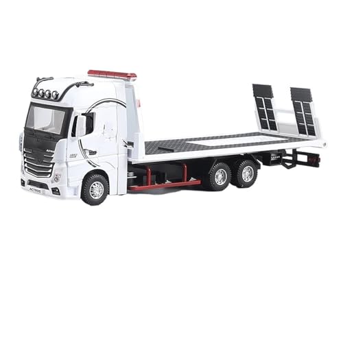 YCNXEB Miniatur Modelle Großes Metallmodell 1 24 Für Mercedes-Benz 1851 Flachbett-Trailer-LKW Mit Fahrzeugsimulation Klang Und Licht Spielzeug Originalgetreue Nachbildung(White) von YCNXEB