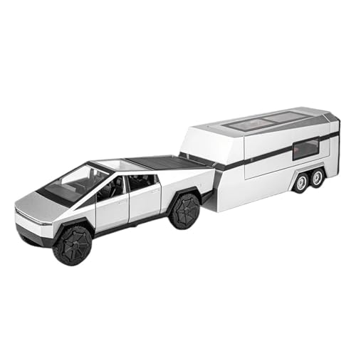 YCNXEB Miniatur Modelle Großes Modell 1 24 Für Cyber ​​Pickup Geländewagen Metalllegierung Druckguss Automodell Spielzeug Sound Licht Hobby Sammlerstück Originalgetreue Nachbildung(Silber) von YCNXEB
