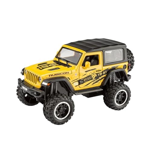 YCNXEB Miniatur Modelle Maßstab 1 32 Für Rubicon-Offroad-Legierungsautomodell Mit Sound Und Licht, Retro-Rückziehfunktion Originalgetreue Nachbildung(Yellow) von YCNXEB
