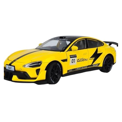 YCNXEB Miniatur Modelle Su7Ultragelbes Legierungsautomodell Simulation Spielzeugauto 1/24 Bumerangauto Mit Lichtern Nachbildung von YCNXEB