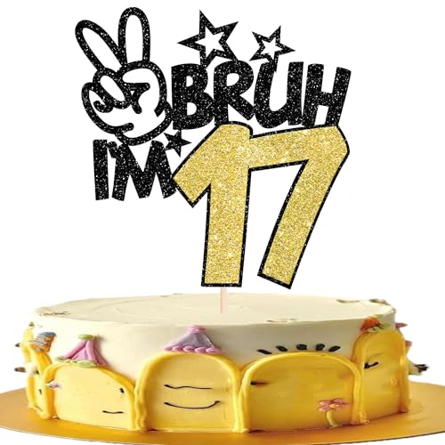 1 Packung Bruh I'm 17 Tortenaufsatz, Glitzer, Burh It's My 17th Birthday Cake Pick Happy 17th Birthday Cheers to 17 Years Cupcake-Dekorationen, Partyzubehör, Gold 1 Packung Bruh I'm 17 Tortenaufsatz, Glitzer, Burh It's My 17th Birthday Cake Pick Happy 17th Birthday Cheers to 17 Years Cupcake-Dekorationen, Partyzubehör, Gold von YCTHUNFISH