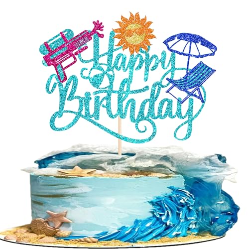 1 Packung Sommer Strand Happy Birthday Cake Topper Tropische Hawaii Wasserpistole Kuchen Pick Glitzer Regenschirm Pool Urlaub Cupcake Dekoration für Sommer Baby Shower Geburtstag Party Supplies Blau 1 Packung Sommer Strand Happy Birthday Cake Topper Tropische Hawaii Wasserpistole Kuchen Pick Glitzer Regenschirm Pool Urlaub Cupcake Dekoration für Sommer Baby Shower Geburtstag Party Supplies Blau von YCTHUNFISH