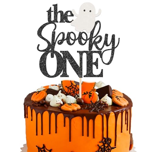 1 Packung "The Spooky One"-Kuchenaufsatz mit Glitzer, Halloween-Geburtstag, Cupcake-Picks, 1. Geburtstag, Tortendekorationen für Halloween, Kindergeburtstag, Partyzubehör, Schwarz 1 Packung "The Spooky One"-Kuchenaufsatz mit Glitzer, Halloween-Geburtstag, Cupcake-Picks, 1. Geburtstag, Tortendekorationen für Halloween, Kindergeburtstag, Partyzubehör, Schwarz von YCTHUNFISH
