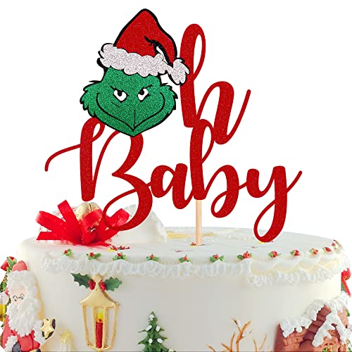 1 Set Weihnachtskuchenaufsätze, Oh Baby, Glitzer, für Babyparty und Kindergeburtstagsfeier von YCTHUNFISH