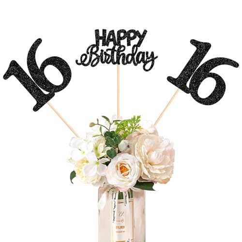 12 Stück Happy Birthday 16th Tafelaufsatz, Glitzerstäbchen, 16 Stück 12 Stück Happy Birthday 16th Tafelaufsatz, Glitzerstäbchen, 16 Stück von YCTHUNFISH