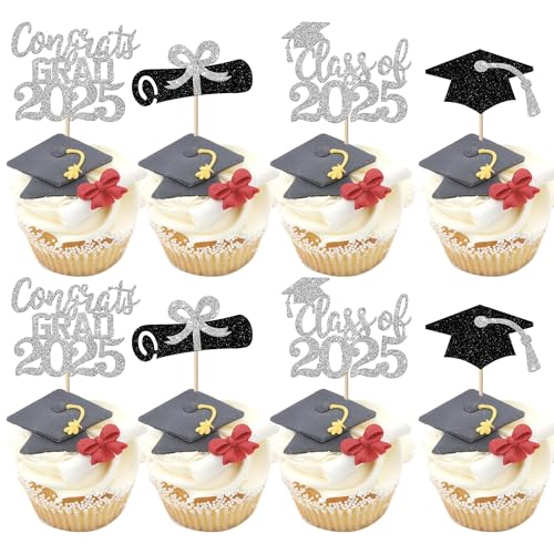 24 Stück 2023 Abschluss Cupcake Topper Glitzer Diplom Congrats Grade 2023 Abschlusskappe Klasse 2023 Cupcake Picks 2023 Abschluss Thema Schule Abschluss Party Kuchen Dekorationen Supplies Silber 24 Stück 2023 Abschluss Cupcake Topper Glitzer Diplom Congrats Grade 2023 Abschlusskappe Klasse 2023 Cupcake Picks 2023 Abschluss Thema Schule Abschluss Party Kuchen Dekorationen Supplies Silber von YCTHUNFISH