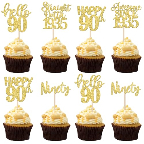 30 Stück Glitzer Cupcake Topper zum 90. Geburtstag 1934 "Happy 90th Ninety Awesome Since 1934" – 90 wunderschöne Kuchendekorationen für 90. Geburtstag, Geburtstag, 30 Stück Glitzer Cupcake Topper zum 90. Geburtstag 1934 "Happy 90th Ninety Awesome Since 1934" – 90 wunderschöne Kuchendekorationen für 90. Geburtstag, Geburtstag, von YCTHUNFISH