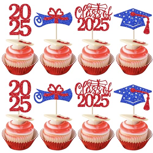 36 Stück Abschlussfeier Cupcake Topper Glitzer Klasse 2023 Glitzer Diplom Grad Kappe Kuchen Dekorationen 2023 Abschluss Cupcake Picks für 2023 Abschluss Thema Party Kuchen Dekoration Supplies Rot Blau 36 Stück Abschlussfeier Cupcake Topper Glitzer Klasse 2023 Glitzer Diplom Grad Kappe Kuchen Dekorationen 2023 Abschluss Cupcake Picks für 2023 Abschluss Thema Party Kuchen Dekoration Supplies Rot Blau von YCTHUNFISH