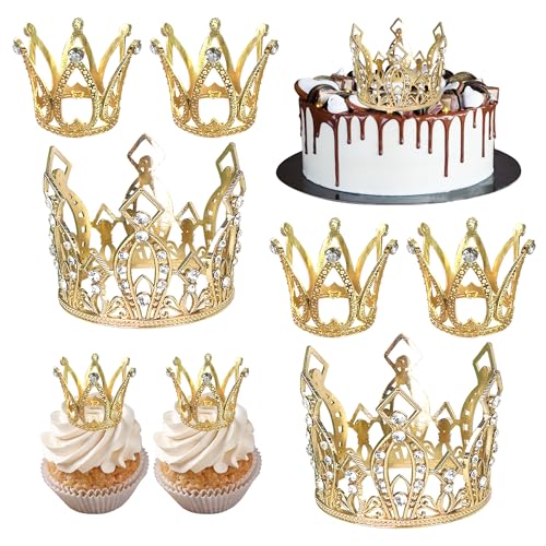 8 Stück Mini-Kronen-Cupcake-Topper, Prinzessinnenkrone, Cupcake-Picks, Kronen, Zirkonia, für Damen, Mädchen, Geburtstag, Braut, Hochzeit, königliche Themenparty, Cupcake-Dekorationen, Zubehör 8 Stück Mini-Kronen-Cupcake-Topper, Prinzessinnenkrone, Cupcake-Picks, Kronen, Zirkonia, für Damen, Mädchen, Geburtstag, Braut, Hochzeit, königliche Themenparty, Cupcake-Dekorationen, Zubehör von YCTHUNFISH