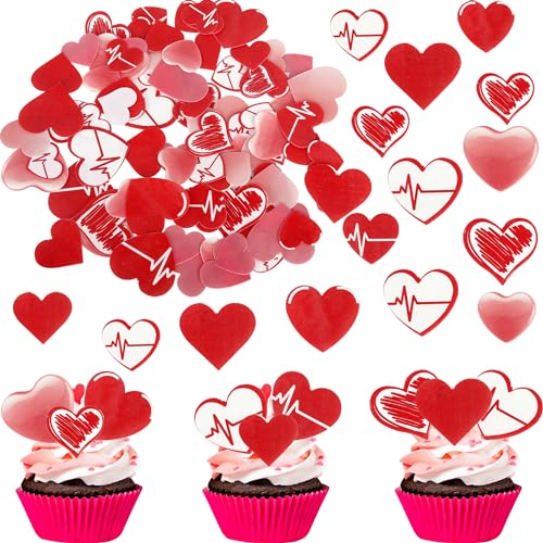 80 Stück essbare Cupcake Dekorationen - Herzmotiv - Rot und Rosa - Zum Valentinstag - Themenparty Zubehör 80 Stück essbare Cupcake Dekorationen - Herzmotiv - Rot und Rosa - Zum Valentinstag - Themenparty Zubehör von YCTHUNFISH