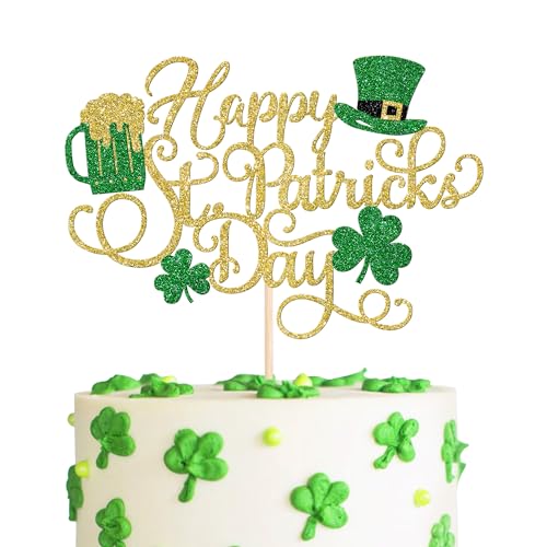 Tortenaufsatz "Happy St. Patrick's Day", glitzernd, vierblättriges Kleeblatt, irische Flagge, Bier, Kuchenpicker-Dekorationen für St. Patrick's Day, Kindergeburtstag, Party, Cupcake-Dekorationen, Tortenaufsatz "Happy St. Patrick's Day", glitzernd, vierblättriges Kleeblatt, irische Flagge, Bier, Kuchenpicker-Dekorationen für St. Patrick's Day, Kindergeburtstag, Party, Cupcake-Dekorationen, von YCTHUNFISH
