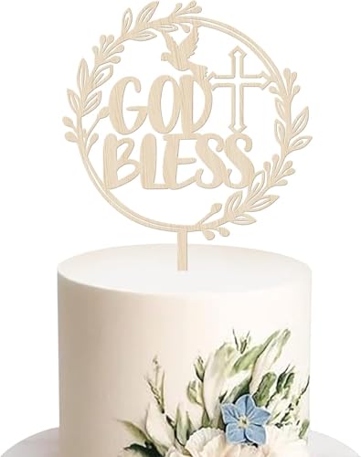 Tortenaufsatz mit Aufschrift "God Bless", glitzerndes Taubenkreuz, Taufe, aus Holz, zur Erstkommunion, religiöse Taufe, Gottessegen, Cupcake-Dekorationen für religiöse Party, Babyparty Tortenaufsatz mit Aufschrift "God Bless", glitzerndes Taubenkreuz, Taufe, aus Holz, zur Erstkommunion, religiöse Taufe, Gottessegen, Cupcake-Dekorationen für religiöse Party, Babyparty von YCTHUNFISH