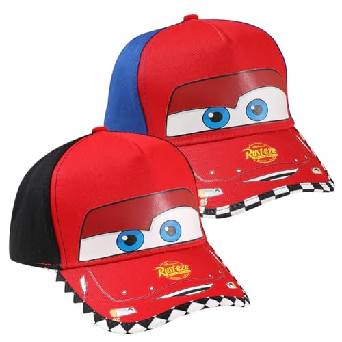 2 Stück Lightning Sommerhut, Cars Baseball Cap für Kinder Cartoon Hüten Baseball Cap，Einstellbare Baseballmützen Outdoor Sports Hut für Kinder Sport Sonnenschutz (Schwarz und Blau) von YCVBCY