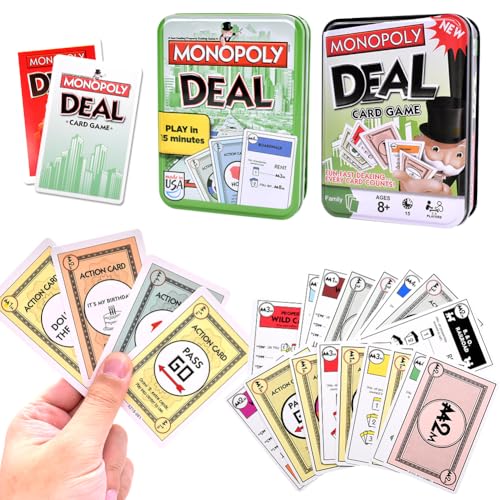 YCVBCY 2pcs Mono Pol-y Kartenspiel, Deal Brettspiele und Gesellschaftspiel,Schnelles Spiel Das unterhaltsame Kartenspiel Spiel, Reisespiel-Kartenspiele, für Familien und Kinder ab 7 Jahren, Metallbox YCVBCY 2pcs Mono Pol-y Kartenspiel, Deal Brettspiele und Gesellschaftspiel,Schnelles Spiel Das unterhaltsame Kartenspiel Spiel, Reisespiel-Kartenspiele, für Familien und Kinder ab 7 Jahren, Metallbox von YCVBCY