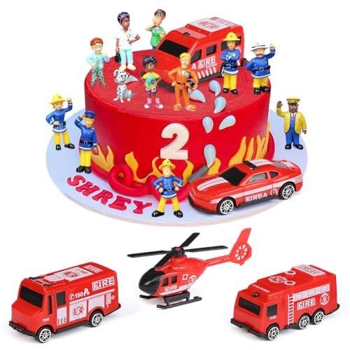 Feuerwehrmann Tortendeko, 17PCS Feuerwehrauto Kuchendekoration Feuerwehrmann Tortendeko Figuren, Feuerwehrmann Deko Geburtstag für Kinder Geburtstag torten deko Zubehör Feuerwehrmann Tortendeko, 17PCS Feuerwehrauto Kuchendekoration Feuerwehrmann Tortendeko Figuren, Feuerwehrmann Deko Geburtstag für Kinder Geburtstag torten deko Zubehör von YCVBCY