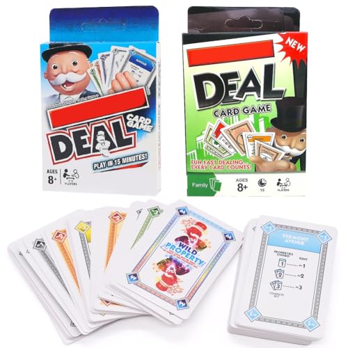 YCVBCY Monoplly Kartenspiel, 2PCS Brettspiele Deal Kartenspiel Gesellschaftspiel Schnelles Spiel Reisespiel-Kartenspiele Familien Spielablauf für Familien und Kinder ab 7 Jahren von YCVBCY