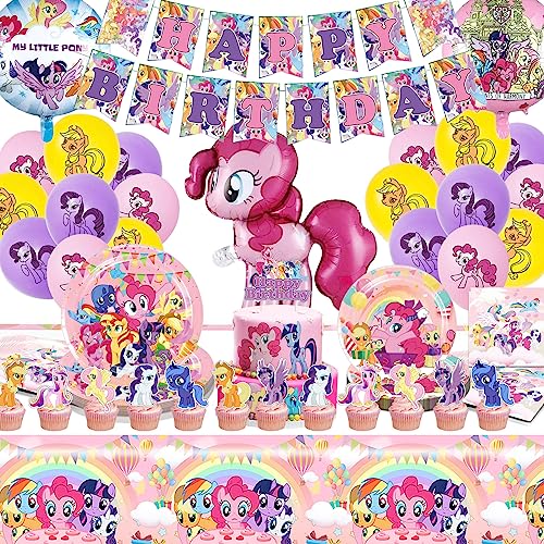 YCWSSB 76 My Little Pons Geburtstag Deko, Kinder Pons Geburtstagdeko,Jungen Mädchen Birthday Decorations,Party Supplies Set mit Teller,Banner,Servietten,Luftballons,Cake Topper,Folienballons YCWSSB 76 My Little Pons Geburtstag Deko, Kinder Pons Geburtstagdeko,Jungen Mädchen Birthday Decorations,Party Supplies Set mit Teller,Banner,Servietten,Luftballons,Cake Topper,Folienballons von YCWSSB
