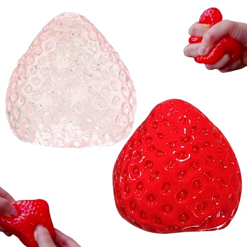 2Stück Erdbeer-Squishies-Spielzeug, Erdbeer-Stressball Quetschspielzeug, Fufu Squishy, Quetsch Spielzeug zur Linderung von Angstzustände Fidget Toys für Kinder und Erwachsene von YCZCHE14