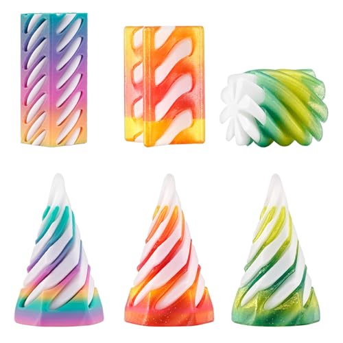 6 Stück 3D Druck Spiral Cone Fidget Toys,Impossible Cone,Pyramid Spirale Spielzeug Passthrough Sculpture,3D Spiralspielzeug für Stressabbau, Funny Passthrough Pyramid Sculpture von YCZCHE14