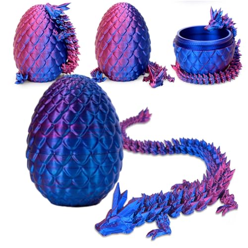 YCZLGEZ 3D Gedrucktes Drachenei Geheimnisvolle Drachen Spielzeug Realistische Realistische Beweglicher Drachen Figuren Überraschung Dracheneier Wohnkultur - Blau Lila von YCZLGEZ