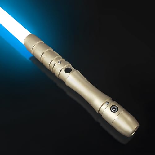 YDD GENIUS Duell-Lichtschwert aus Metall, 97,3 cm, 4 Sound-Modi, wiederaufladbar, FX-Lichtschwerter, perfekt für Erwachsene und Kinder, Weihnachtsgeschenk, 97 cm, Eisblau von YDD GENIUS