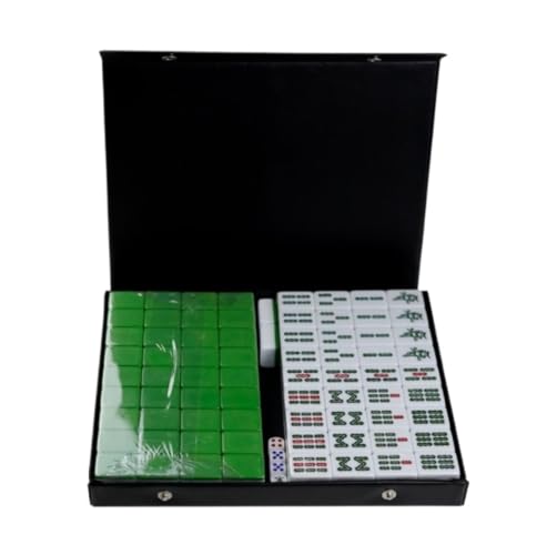 YDHSIKK Mah Jong Mahjong Mahjong Set mit Aufbewahrungsbox, 144 Plättchen (grün) von YDHSIKK