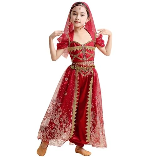 YDHTIZ Bauchtanz-Set für Kinder, Prinzessinnen-Jasmin-Kostüm, indischer Tanz, Aladin-Lampe, Mädchen-Kostüm YDHTIZ Bauchtanz-Set für Kinder, Prinzessinnen-Jasmin-Kostüm, indischer Tanz, Aladin-Lampe, Mädchen-Kostüm von YDHTIZ