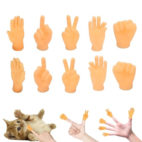 Mini Kleine Hände Fingerpuppen,10 Stück Winzige Hände Fingerpuppe Set,Fingerpuppe Lustige, Mini Finger Hände Set, Gummi Lustige Minihände Set, Fingerhände Toy Party Mitgebsel von YDMAJF