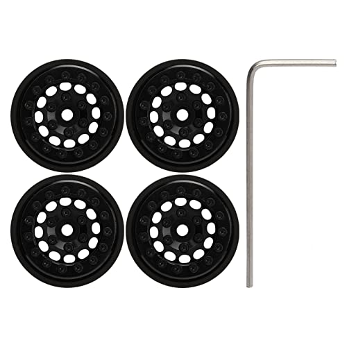 YDRCESMI 1,0 Zoll Beadlock Felgen 12 Löcher Aluminiumlegierung RC Rad Hub für FMS FCX24 1/24 Crawler (Schwarz) von YDRCESMI