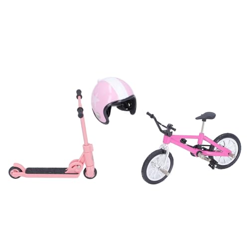 YDRCESMI Miniature Bike Scooter Set with Helmet Realistics High Simulation Dollhouse Bike Scooter Helmet Set for Garden Decor Detailed Miniature Bike Set for Dollhouse Outdoor (pink) von YDRCESMI