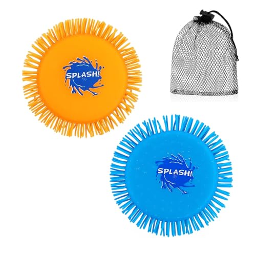 YDUNARISE 2 Stück Wasser Frisbee,Wasser Wurfscheibe,aus Schaumstoff und Silikon Ø 17 cm,Pool Spielzeug Kinder, Soft Wasserspielzeug in Knalligen Farben für den Somme (Blau + Orange) von YDUNARISE