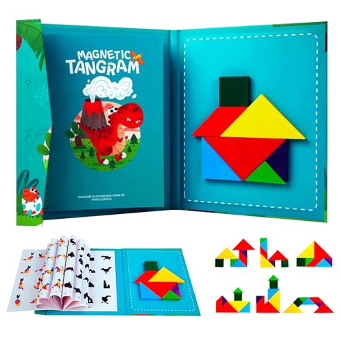 Tangram Magnetisch Puzzle Tangram-Puzzle Mit Geometrischen Formen Magnetisch Puzzles-Buch Spiel Übungskinder Intellektuelles Lernspielzeug Für 3-7 Jahren Kinder Pädagogisches Spielzeug Rätselgeschenk von YDYSAA