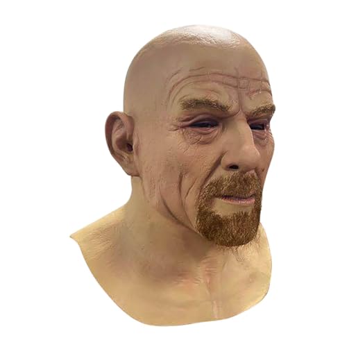 YDZYFFS Halloween Masken - Latexmaske Für Alte Männer, Realistische Halloween-Maske Für Erwachsene, Opa-Maske, Faltiges Gesicht, Kopfbedeckung(#1) von YDZYFFS