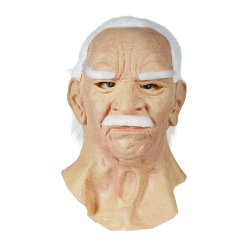 YDZYFFS Halloween Masken - Latexmaske Für Alte Männer, Realistische Halloween-Maske Für Erwachsene, Opa-Maske, Faltiges Gesicht, Kopfbedeckung(#2) von YDZYFFS