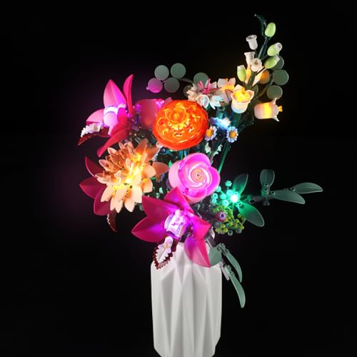 YEABRICKS LED Licht für 10342 The Botanical Collection Schöner Rosafarbener Blumenstrauß Bausteine Modell (Bausteine Set Nicht enthalten) von YEABRICKS