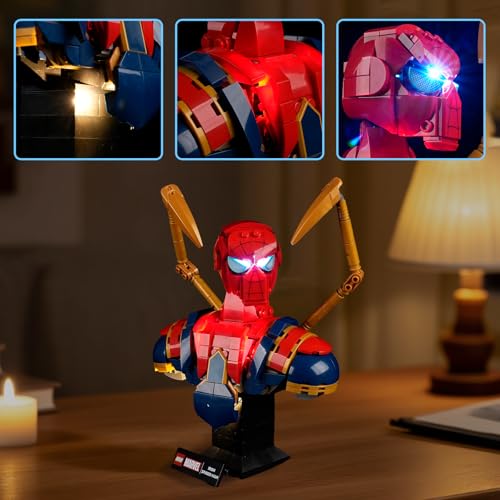 YEABRICKS LED Licht für 76326 Marvel Iron Spider-Man Büste Bausteine Modell (Bausteine Set Nicht enthalten) von YEABRICKS