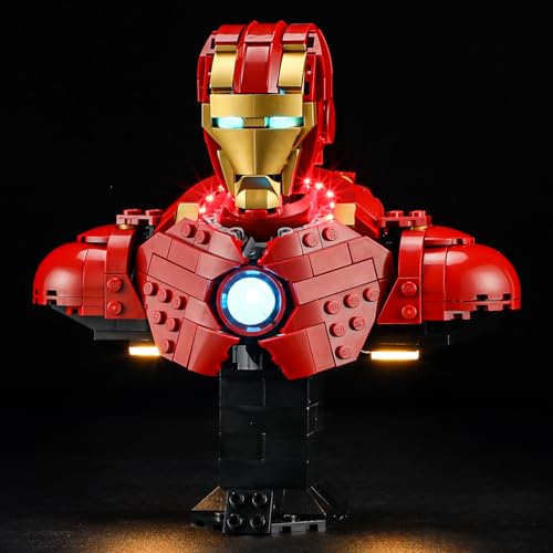 YEABRICKS LED Licht für 76327 Super Heroes Iron Man MK4 Büste Bausteine Modell (Bausteine Set Nicht enthalten) von YEABRICKS