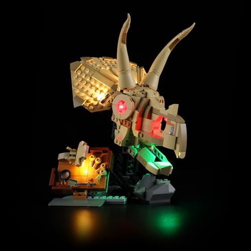YEABRICKS LED Licht für 76969 Jurassic World Dinosaurier-Fossilien: Triceratops-Schädel Bausteine Modell (Bausteine Set Nicht enthalten) von YEABRICKS