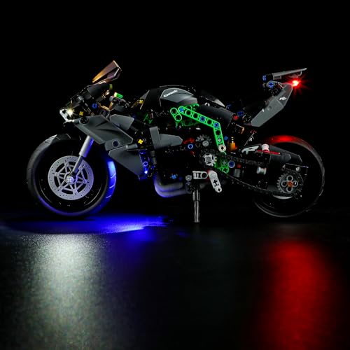 YEABRICKS LED Licht für Lego-42170 Technic Kawasaki Ninja H2R Motorrad Bausteine Modell (Lego Set Nicht enthalten) von YEABRICKS