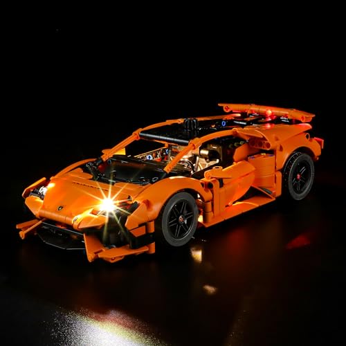 YEABRICKS LED Licht für Lego-42196 Technic Lamborghini Huracán Tecnica Orange Bausteine Modell (Lego Set Nicht enthalten) von YEABRICKS