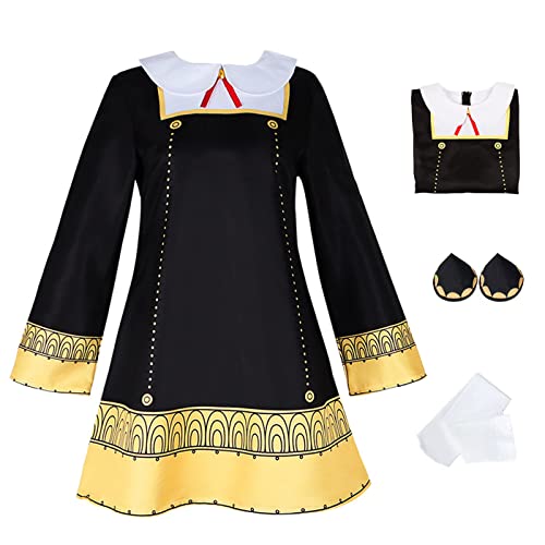 YEAJION Anya Forger Cosplay Kostüm mit Perücke Anime Spy X Family Cosplay Kostüm Anya Cosplay Outfit Halloween Karneval Party Bühnenauftritt Kostüm für Erwachsene von YEAJION