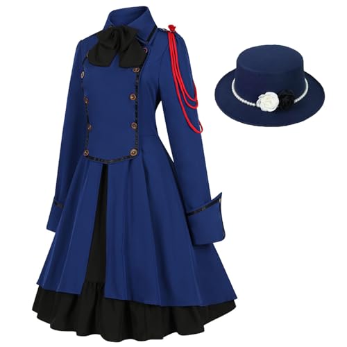 YEAJION Damen Gothic Steampunk Kleid mit Hut Mittelalter Kleid Renaissance Verkleiden Viktorianisch Vintage Kleid Halloween Karneval Party Cosplay Kostüm S-5XL von YEAJION