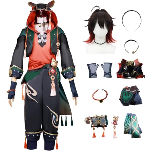 YEAJION Genshin Impact Gaming Cosplay Kostüm Komplettes Set mit Perücke Genshin Gaming Cosplay Verkleidung Gaming Cosplay Uniform Halloween Karneval Party Bühnenauftritt Kostüm von YEAJION