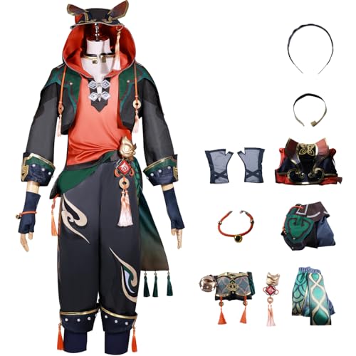 YEAJION Genshin Impact Gaming Cosplay Kostüm Komplettes Set mit Perücke Genshin Gaming Cosplay Verkleidung Gaming Cosplay Uniform Halloween Karneval Party Bühnenauftritt Kostüm von YEAJION