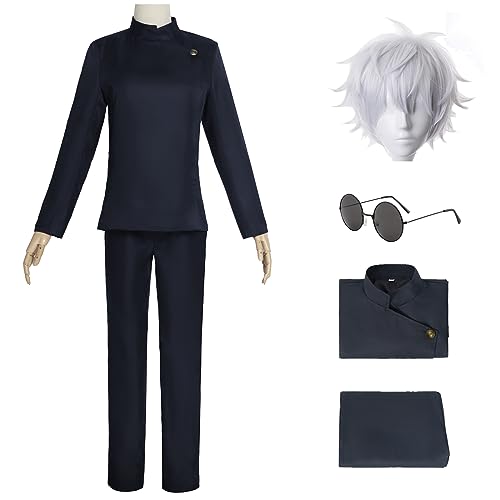 YEAJION Gojo Satoru Cosplay Kostüm Komplettes Set mit Perücke Anime Jujutsu Kaisen Cosplay Verkleidung Satoru Gojo Cosplay Schuluniform Halloween Karneval Party Kostüm Erwachsene YEAJION Gojo Satoru Cosplay Kostüm Komplettes Set mit Perücke Anime Jujutsu Kaisen Cosplay Verkleidung Satoru Gojo Cosplay Schuluniform Halloween Karneval Party Kostüm Erwachsene von YEAJION