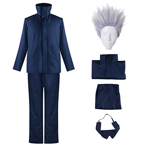 YEAJION Gojo Satoru Cosplay Kostüm Komplettes Set mit Perücke Anime Jujutsu Kaisen Cosplay Verkleidung Satoru Gojo Cosplay Uniform Halloween Karneval Party Kostüm Erwachsene YEAJION Gojo Satoru Cosplay Kostüm Komplettes Set mit Perücke Anime Jujutsu Kaisen Cosplay Verkleidung Satoru Gojo Cosplay Uniform Halloween Karneval Party Kostüm Erwachsene von YEAJION