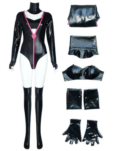 YEAJION Hazbin Hotel Angel Dust Cosplay Kostüm Set Anime Hazbin Hotel Verkleidung Angel Dust Uniform Schwarz Weihnachten Halloween Karneval Party Bühnenauftritt Kostüm für Erwachsene von YEAJION